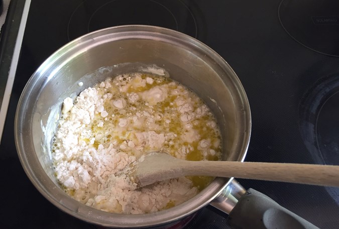 Stir ingredients until mixture starts to congeal