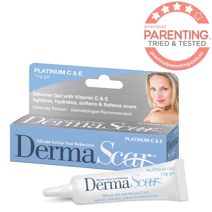 DermaScar Platinum C&E with added antioxidants Vitamin C & Vitamin E 10% has a long list of clinically proven cosmetic benefits including, prevents photo damage, extra moisturising and reduces scar pigmentation, lightens and fades scar appearance, hydrates scars to improve itching and discomfort and softens and flattens raised scars.