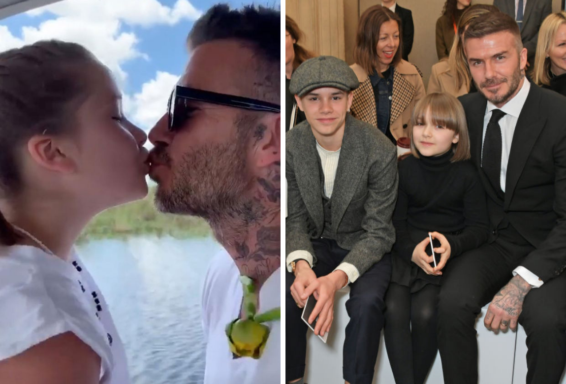 David Beckham SLAMMED for kissing daughter Harper on the lips ...