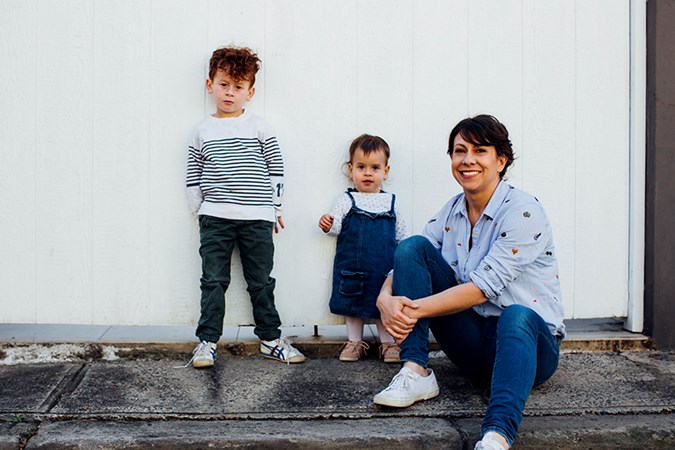Beck with her kids