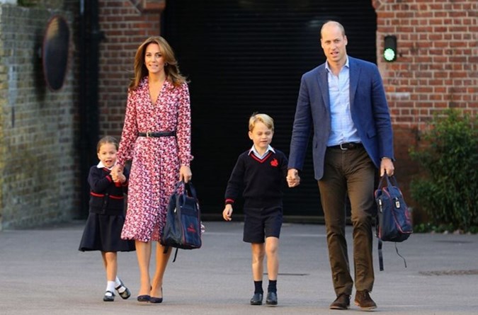 Kate and William took George and Charlotte to school on their first day. Image: Getty