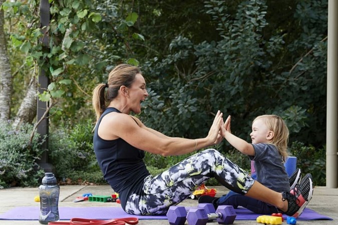 Michelle training with son Axel. Image: Instagram