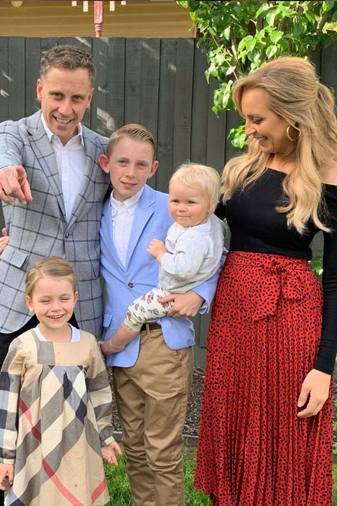 Carrie Bickmore with husband Chris, son Ollie, daughter Evie and little Adelaide. Image: Instagram