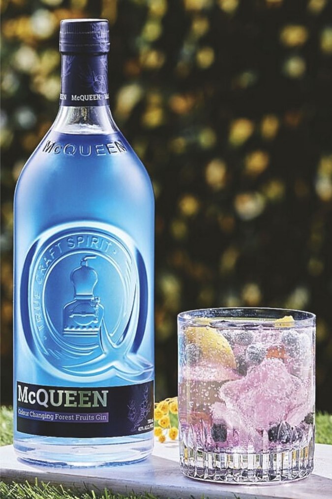 McQueen Forest Fruits colour changing gin. Image: Aldi