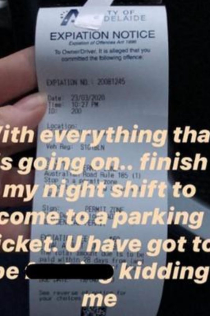 Muller shared the fine to Instagram after finishing her night shift. Credit: Instagram/Jess Muller