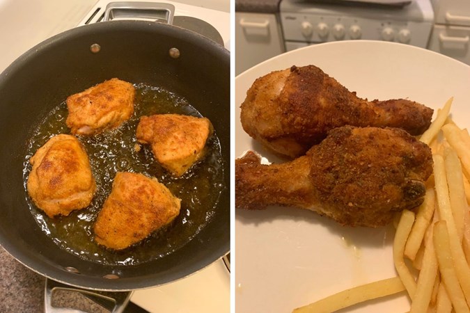 Sandra's KFC chicken hack dinner. Images: Supplied.