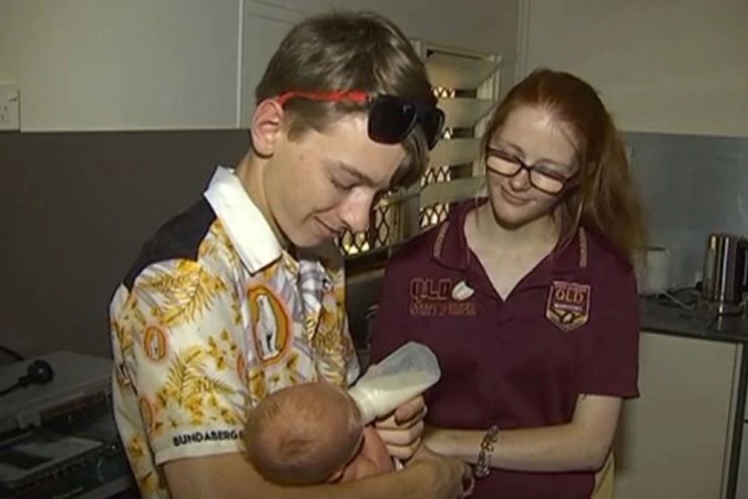 Amber Smith, left, and Blairdon Woods with their son Cooper. Image: 7NEWS